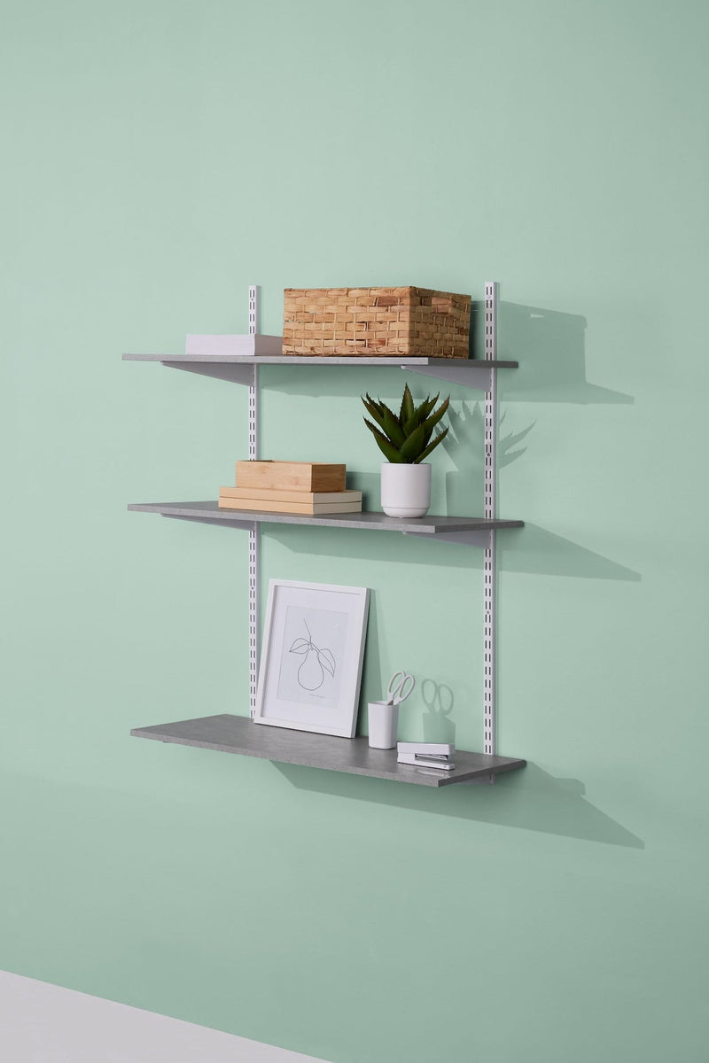 type A Floating Wall Shelf Board, Grey Concrete, 16 x 35-in T6J9
