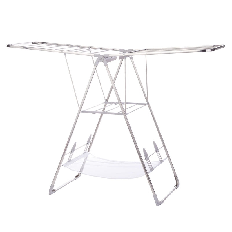 type A Heavy Duty Stainless Steel Gullwing Folding Drying Rack, 62.5 x 23.3 x 44-in N4B6