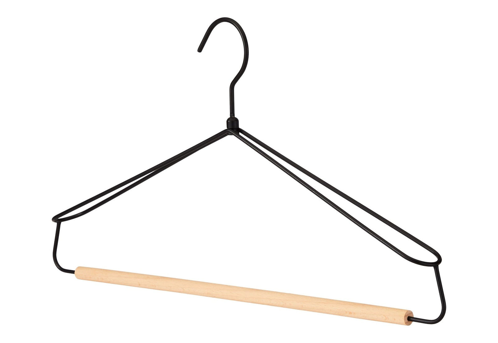 type A Metal Wire Hanger with Wooden Bar, 3-pk E5F7 - product image 1