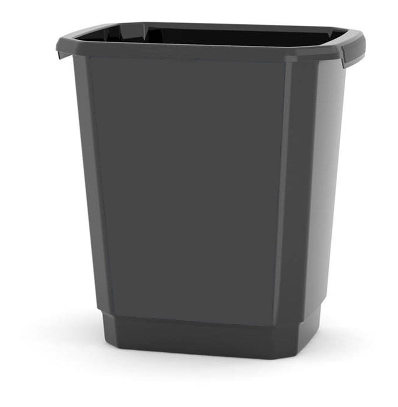 type A Plastic Open Rectangular Kitchen Garbage Can, Black, 14-L N4G7