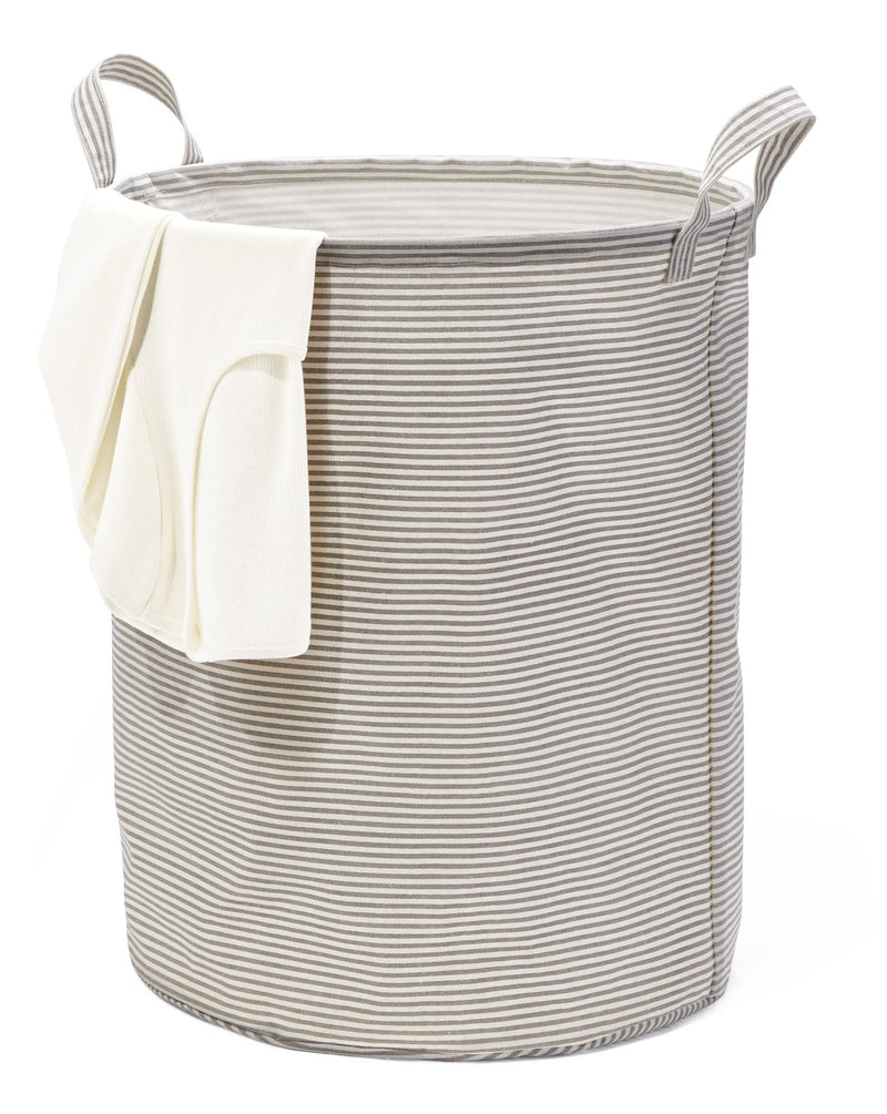 type A Prima Round Collapsible Laundry Hamper, 80-L, Striped Y9F3