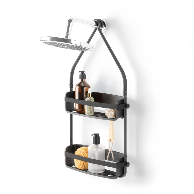 Flex Adhesive Rigid Plastic Shower Caddy, Black A8Y2