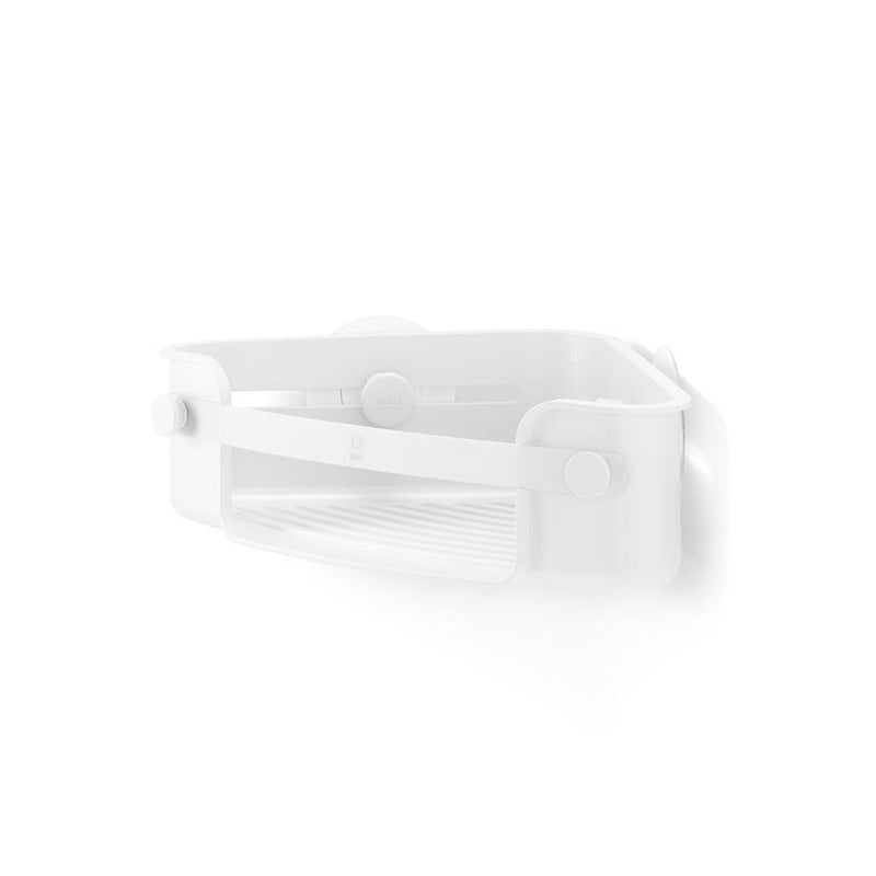 Flex Gel-Lock Rust-Resistant Corner Shower Caddy, with Hooks, White U2M6
