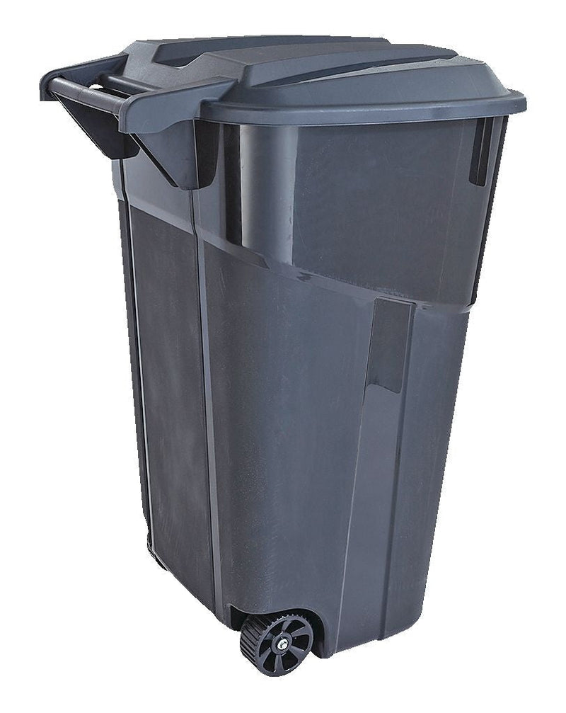 Solutions Plastic Rectangular Wheeled Outdoor Garbage Can, Black, 121-L (32 US gal) W0N5