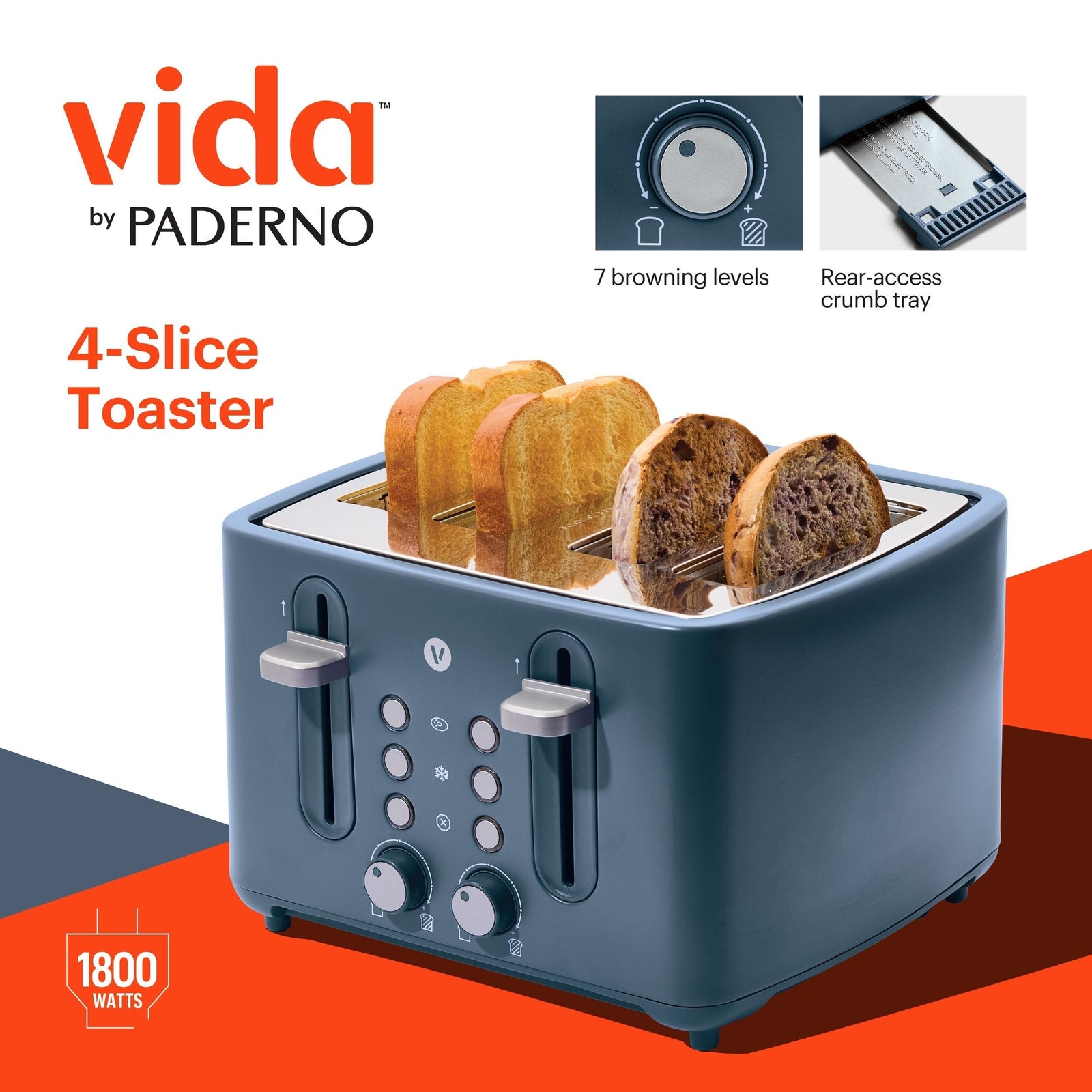 4-Slice Toaster with Extra-Wide Slots, Bluefin Z0Q9 - product image 3