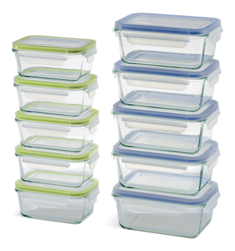 Glass Clip Lid Food Storage Container Set with Leakproof Lids, 10-pk, with Lids Z6I0