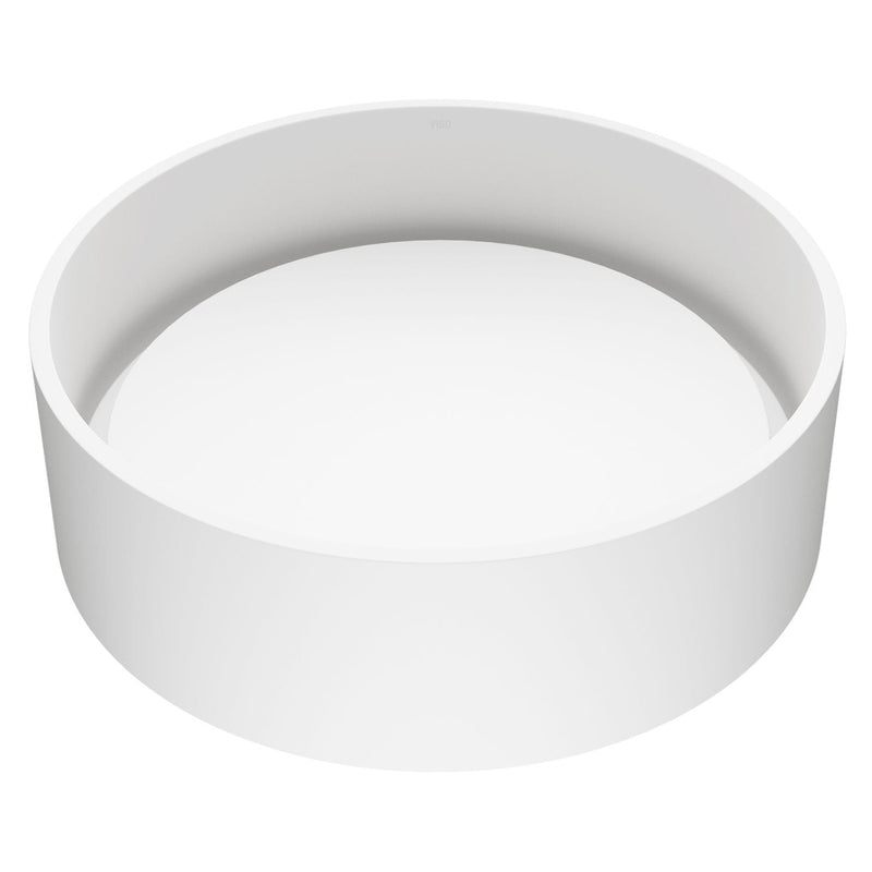 Anvil Matte Stone Round Composite Vessel Bathroom Sink/Basin with Deep Bowl, White Z4A8