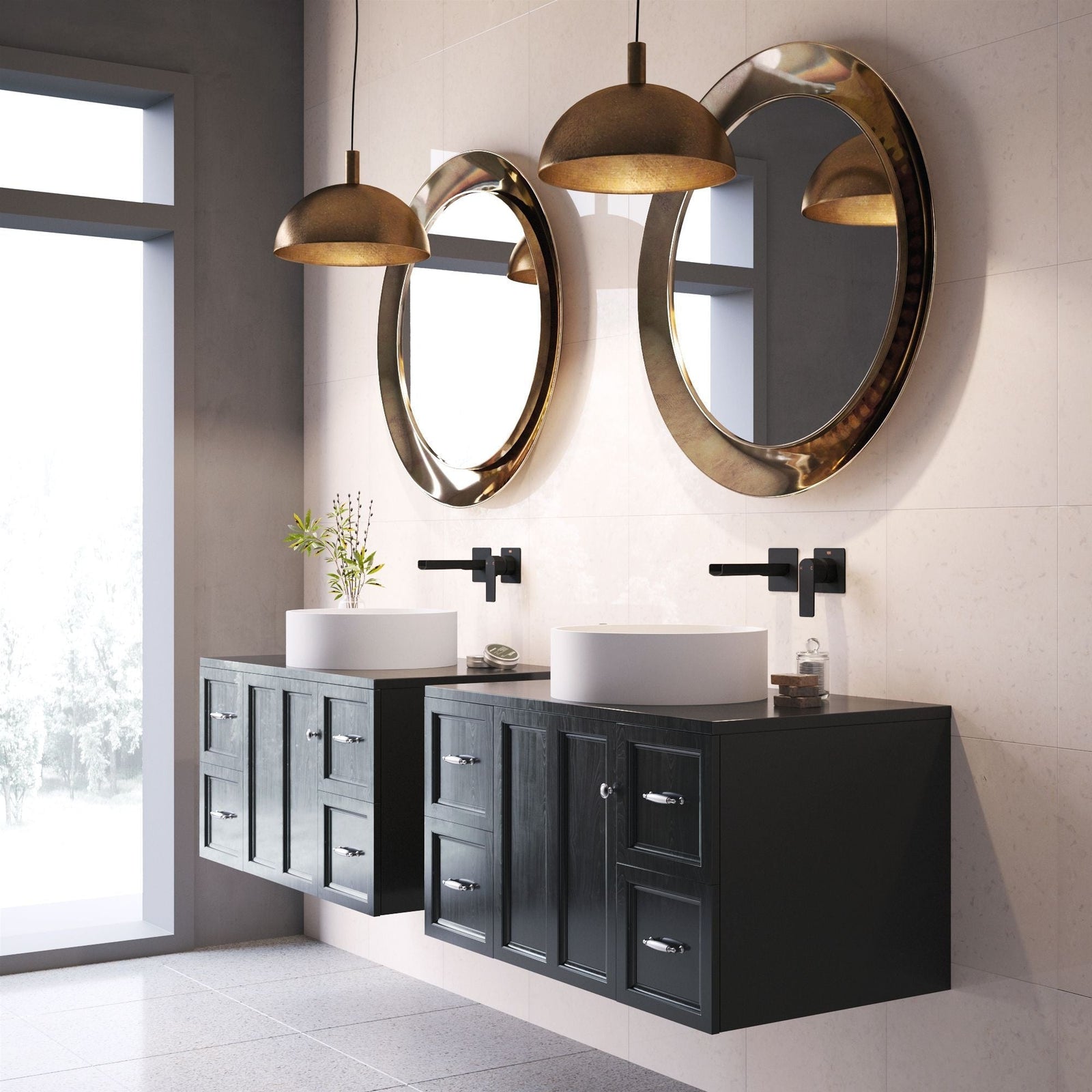 Anvil Matte Stone Round Composite Vessel Bathroom Sink/Basin with Deep Bowl, White Z4A8 - product image 4