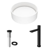 Anvil MatteStone Round White Composite Bathroom Sink/Basin Set with Gotham Faucet and Pop-Up Drain G7K4 - product image 2