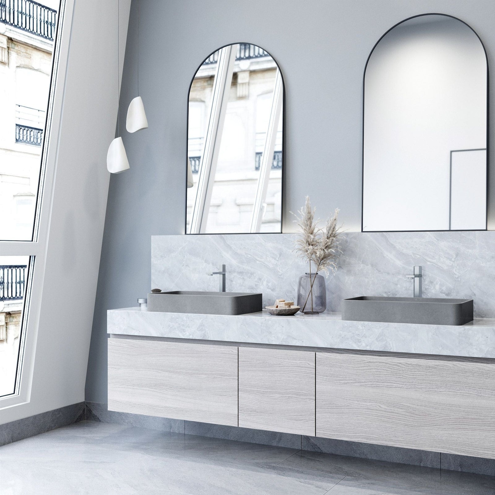 Basilica Gothic ConcretoStone 23x14-in Deep Grey Bathroom Sink/Basin with Rectangular Vessel W3J9 - product image 4