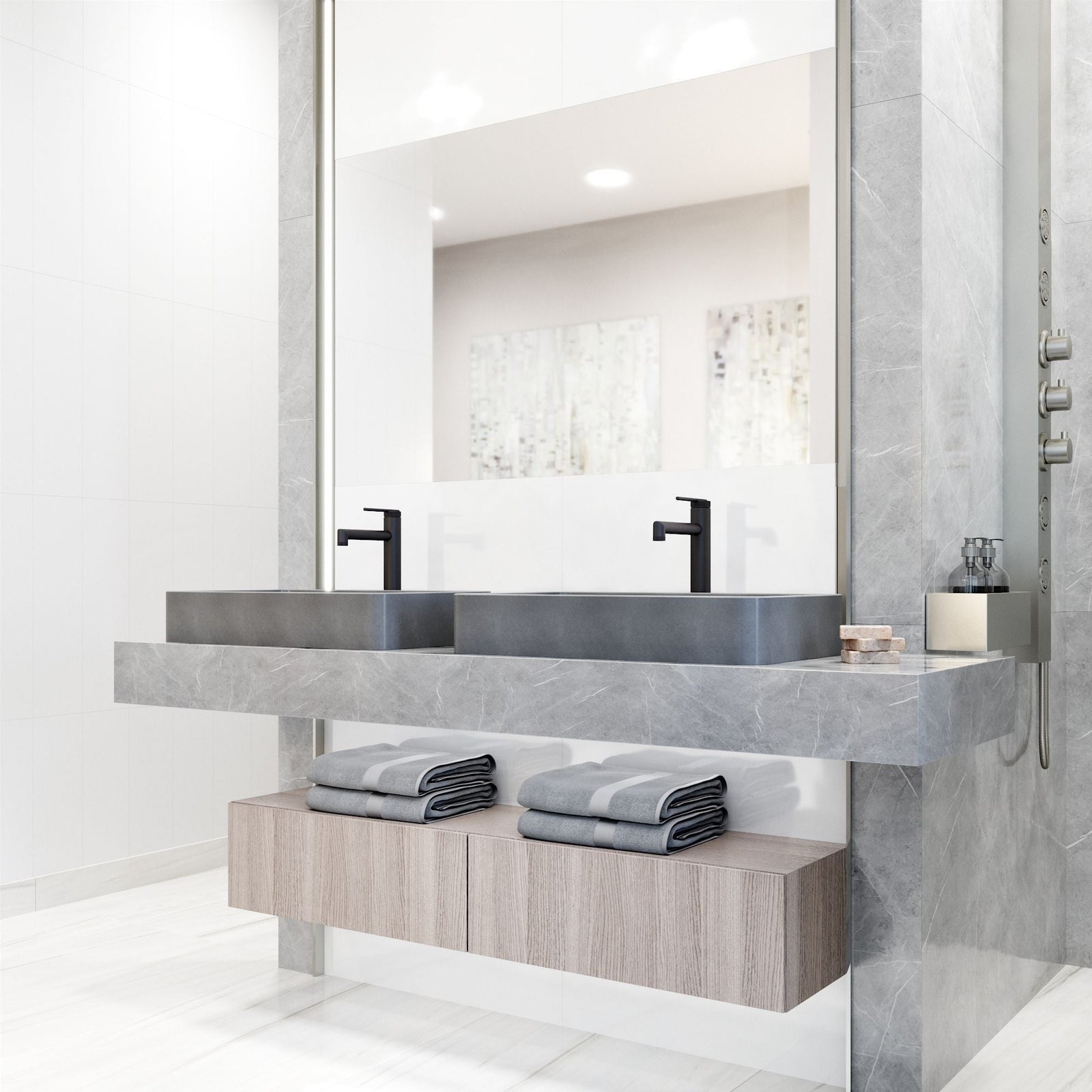 Basilica Gothic ConcretoStone 23x14-in Deep Grey Bathroom Sink/Basin with Rectangular Vessel W3J9 - product image 7