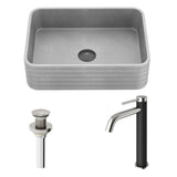 Cadman ConcretoStone Grey Bathroom Sink/Basin Set with Lexington Faucet and Rectangular Vessel O8M2 - product image 2