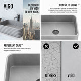 Cadman ConcretoStone Grey Bathroom Sink/Basin Set with Lexington Faucet and Rectangular Vessel O8M2 - product image 3
