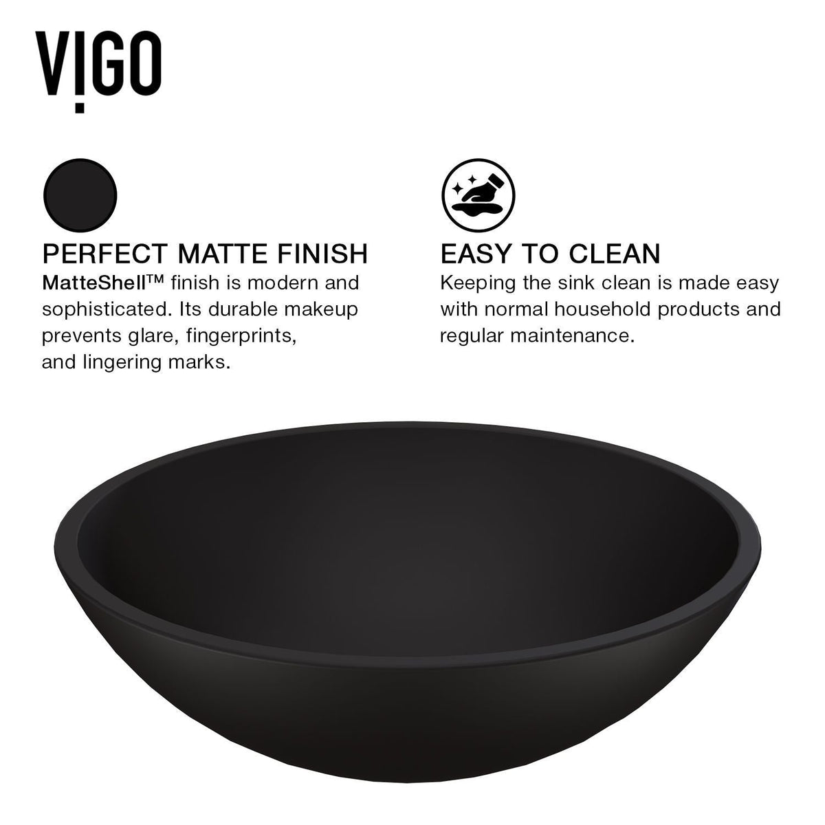 Cavalli MatteShell Round Vessel Bathroom Sink/Basin with Consistent Matte Finish, Black C0Z2 - product image 2