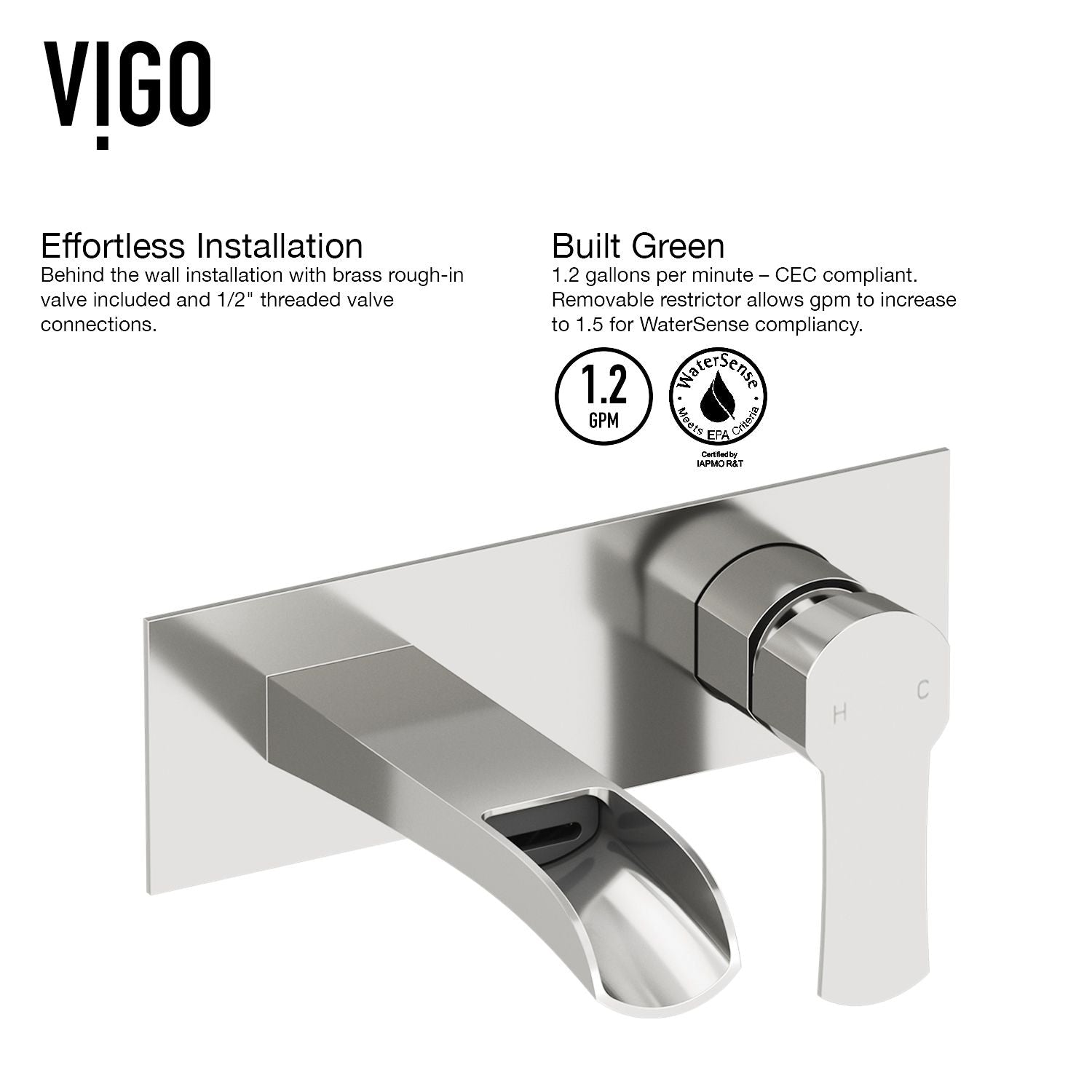 Cornelius Wall Mount Single Handle Bathroom Sink Faucet, WaterSense Certified, Brushed Nickel A1Z6 - product image 6