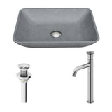 Duomo Gothic ConcretoStone Grey Bathroom Sink/Basin Set with Cass Faucet and Rectangular Vessel K9X5 - product image 2
