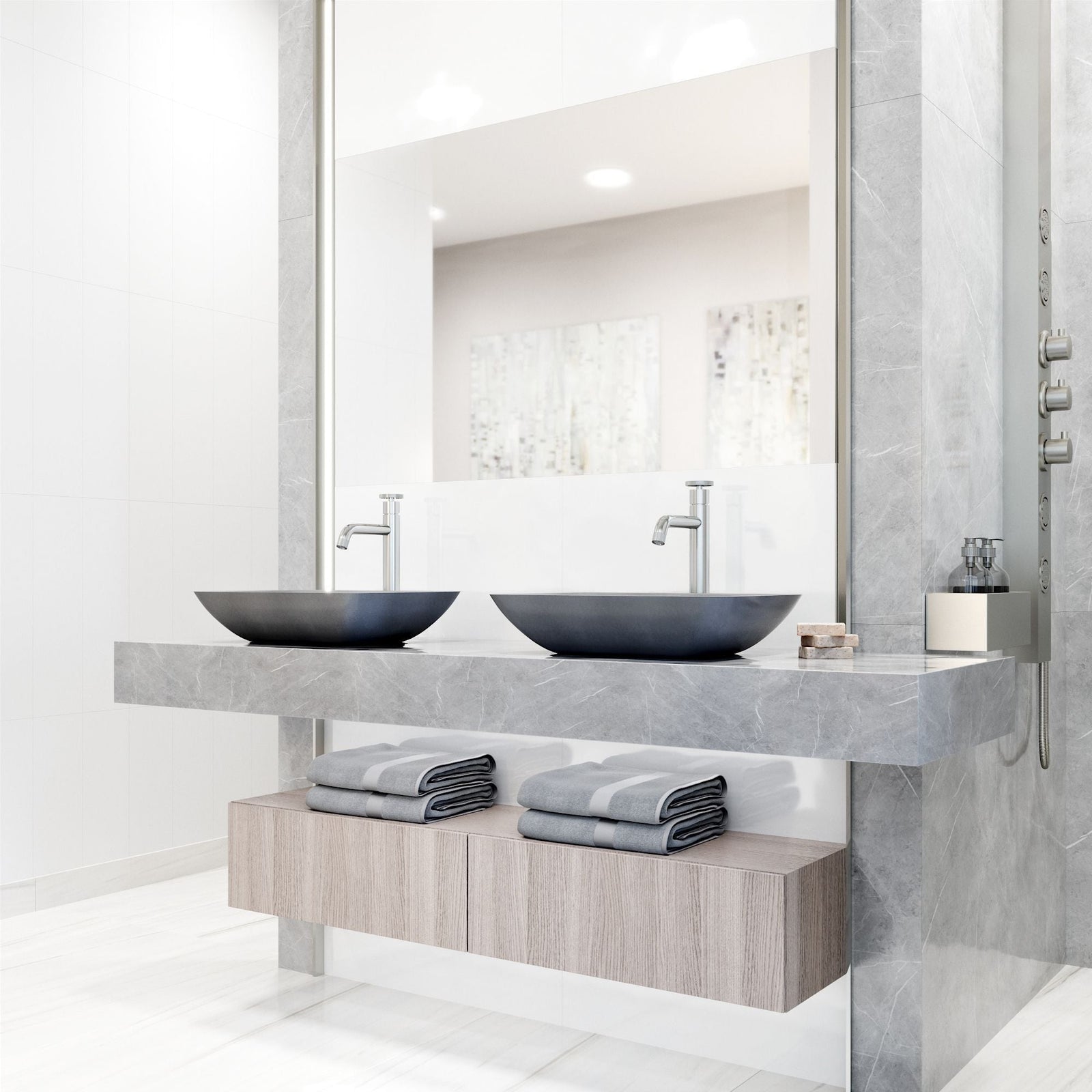 Duomo Gothic ConcretoStone Grey Bathroom Sink/Basin Set with Cass Faucet and Rectangular Vessel K9X5 - product image 7