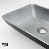 Duomo Gothic ConcretoStone Grey Bathroom Sink/Basin Set with Cass Faucet and Rectangular Vessel K9X5 - product image 8