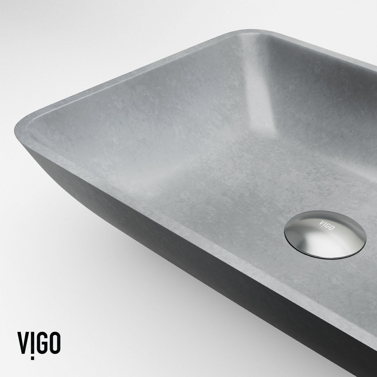 Duomo Gothic ConcretoStone Grey Bathroom Sink/Basin Set with Cass Faucet and Rectangular Vessel K9X5 - product image 8