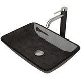 Glass Grey Onyx Bathroom Sink/Basin Set with Lexington Faucet and Rectangular Vessel Y8O9 - product image 1
