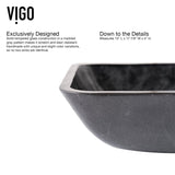 Glass Grey Onyx Bathroom Sink/Basin Set with Lexington Faucet and Rectangular Vessel Y8O9 - product image 8