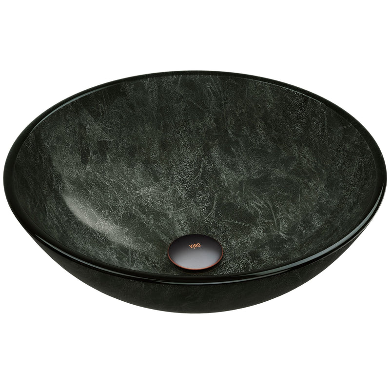 Glass Round Vessel Bathroom Sink/Basin with Deep Bowl, Gray Q1S3