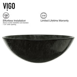 Glass Round Vessel Bathroom Sink/Basin with Deep Bowl, Gray Q1S3 - product image 3