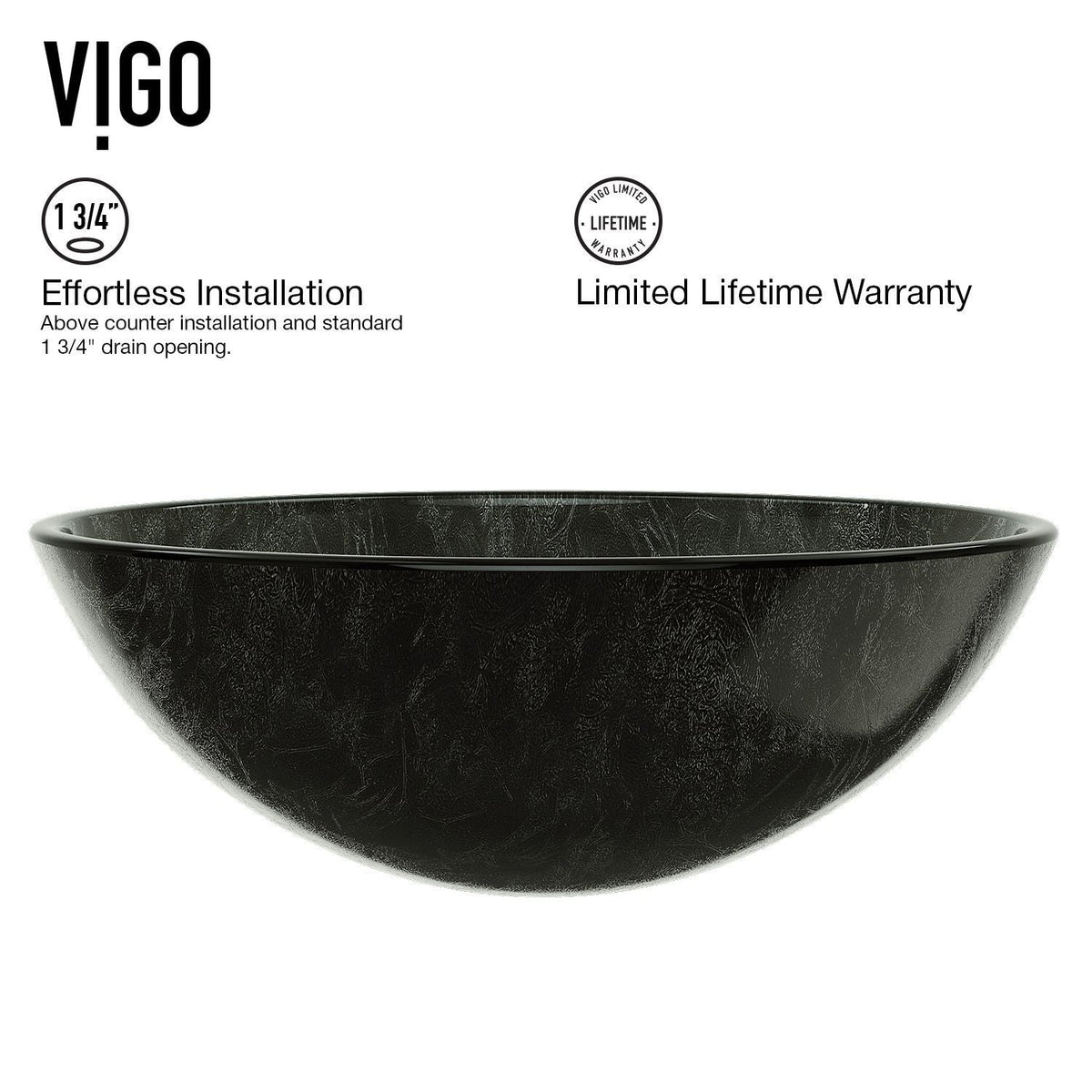 Glass Round Vessel Bathroom Sink/Basin with Deep Bowl, Gray Q1S3 - product image 3