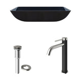 Glass Turquoise Water Bathroom Sink/Basin Set with Lexington Faucet and Rectangular Vessel U8R3 - product image 2