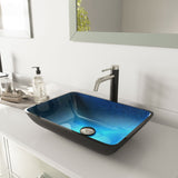 Glass Turquoise Water Bathroom Sink/Basin Set with Lexington Faucet and Rectangular Vessel U8R3 - product image 8