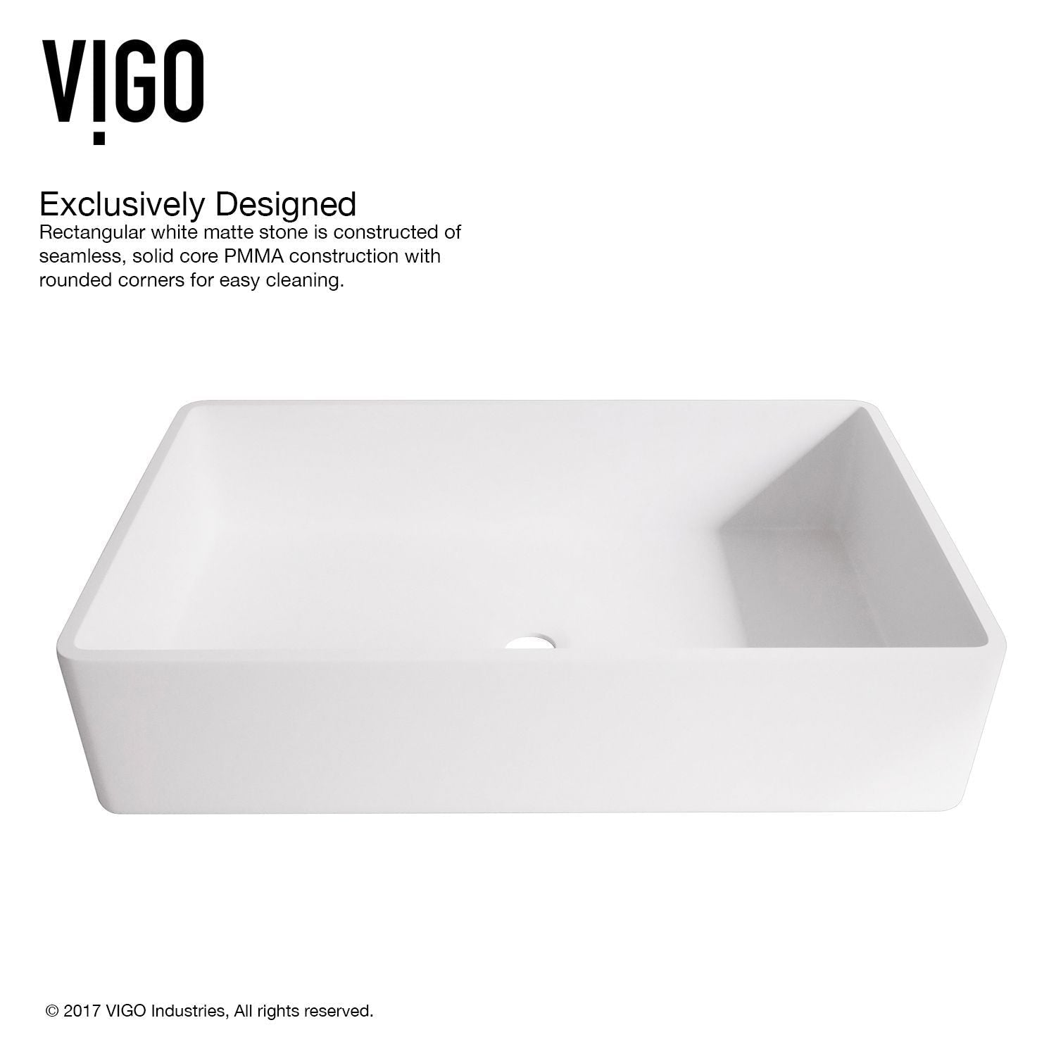 Magnolia MatteStone White Bathroom Sink/Basin Set with Niko Faucet and Rectangular Composite Vessel C3V2 - product image 7