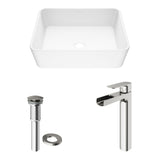 Marigold MatteStone Matte White Bathroom Sink/Basin Set with Amada Faucet and Rectangular Composite Vessel M1B2 - product image 2