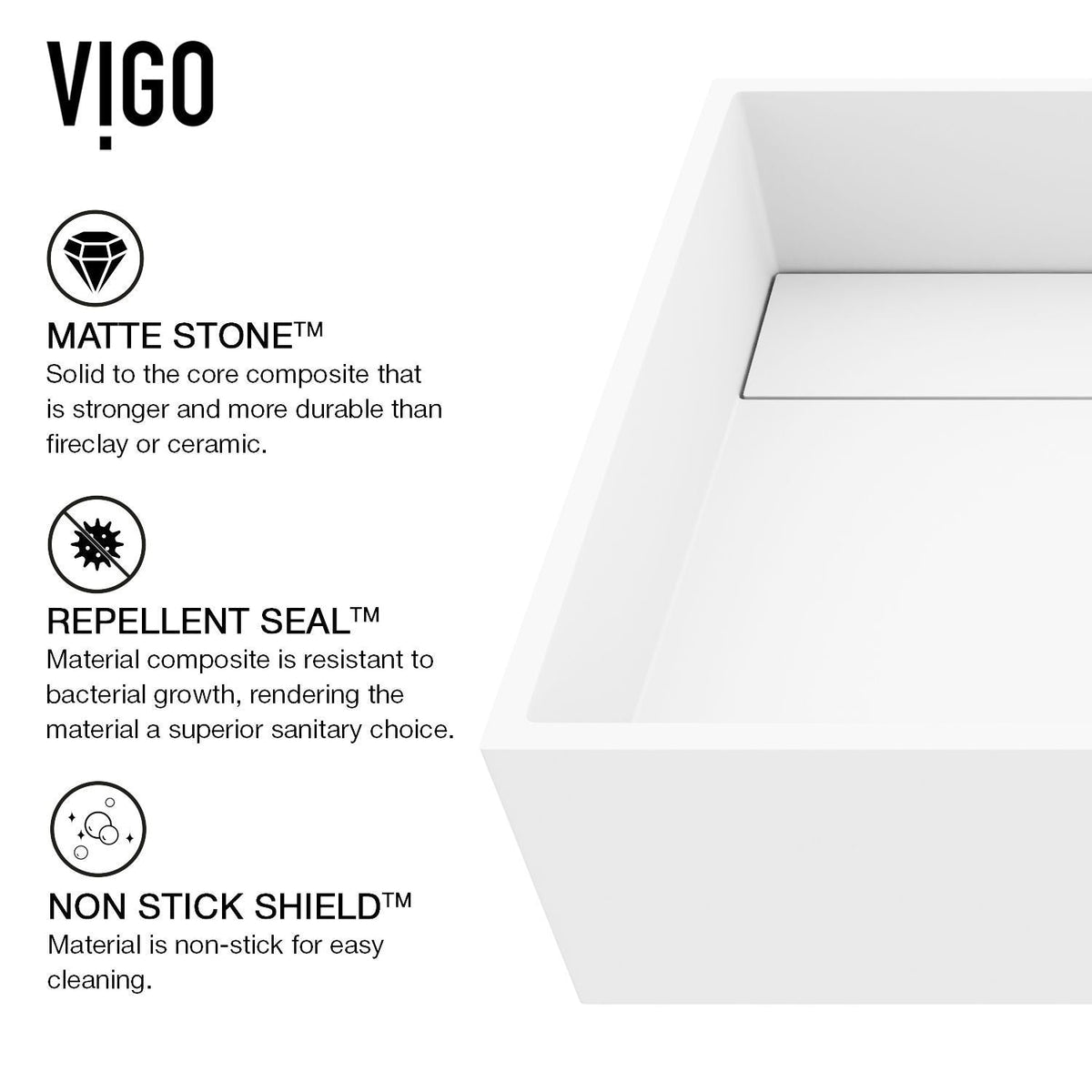 Montauk MatteStone 18x13-in Deep White Bathroom Sink/Basin with Rectangular Vessel W1X4 - product image 2