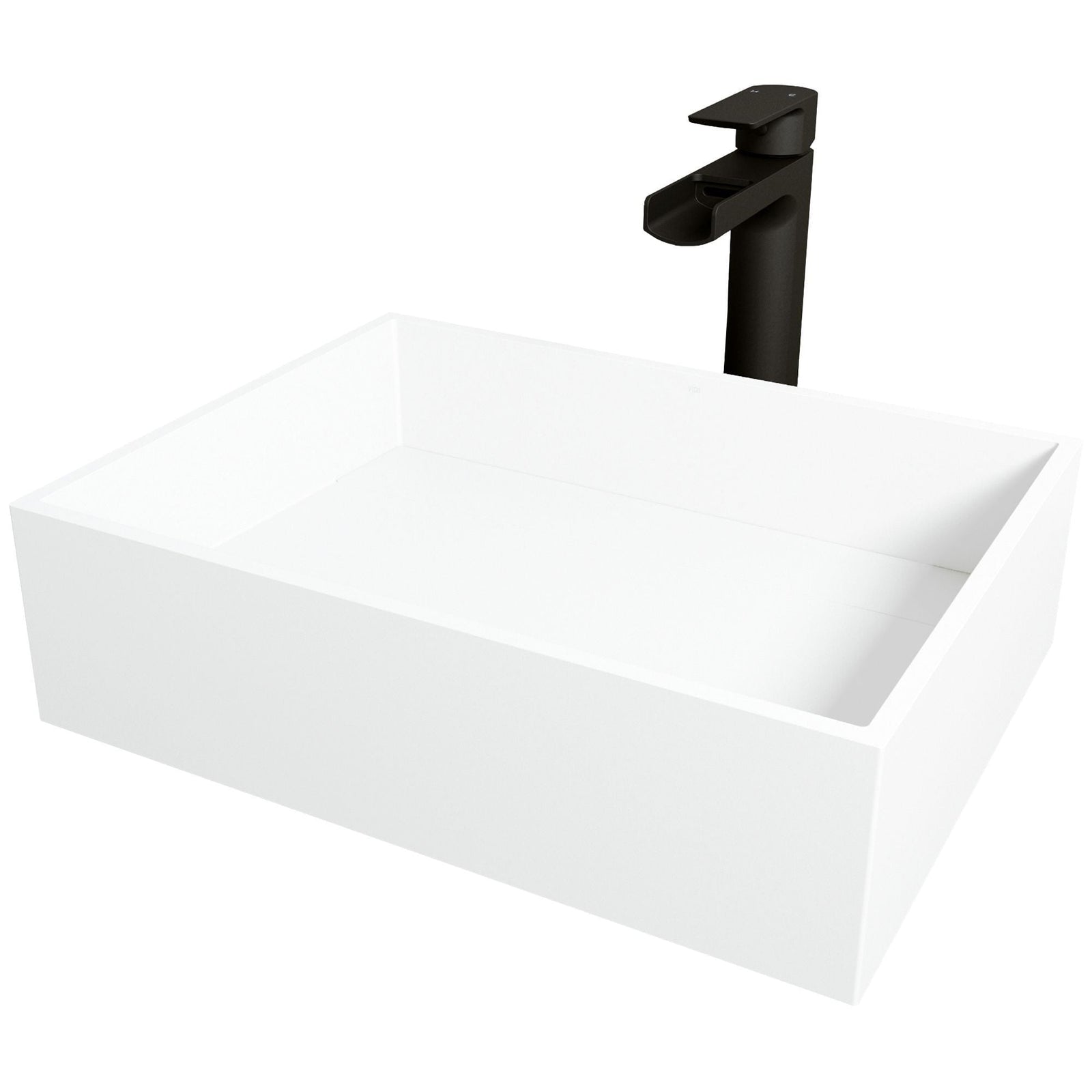 Montauk MatteStone White Bathroom Sink/Basin Set with Amada Faucet and Rectangular Composite Vessel Z5S1 - product image 1