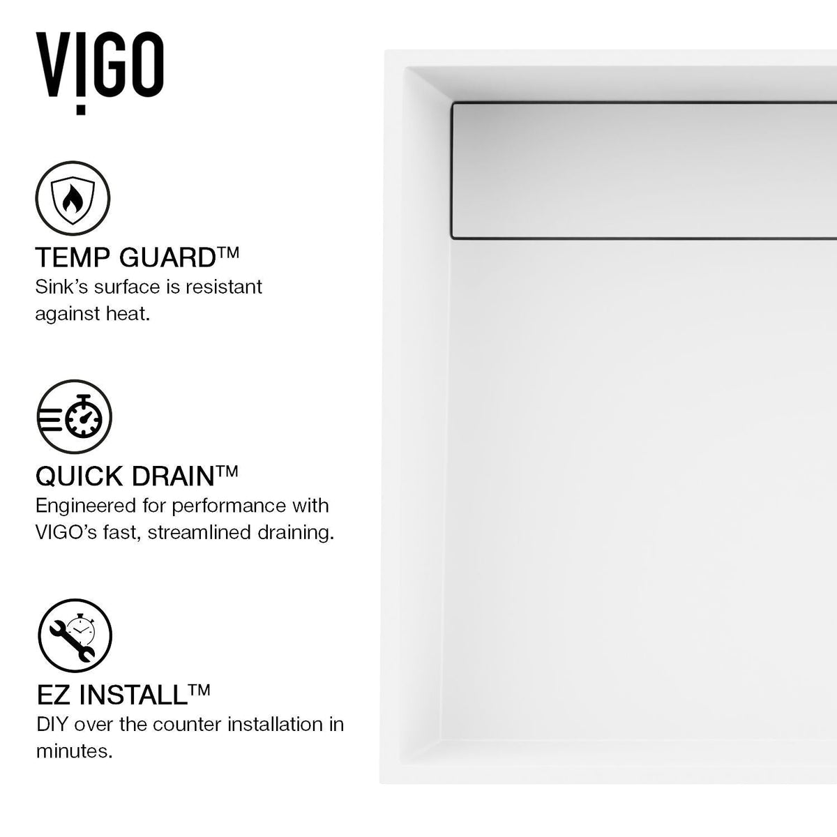 Montauk MatteStone White Bathroom Sink/Basin Set with Niko Faucet and Rectangular Composite Vessel P5N0 - product image 4