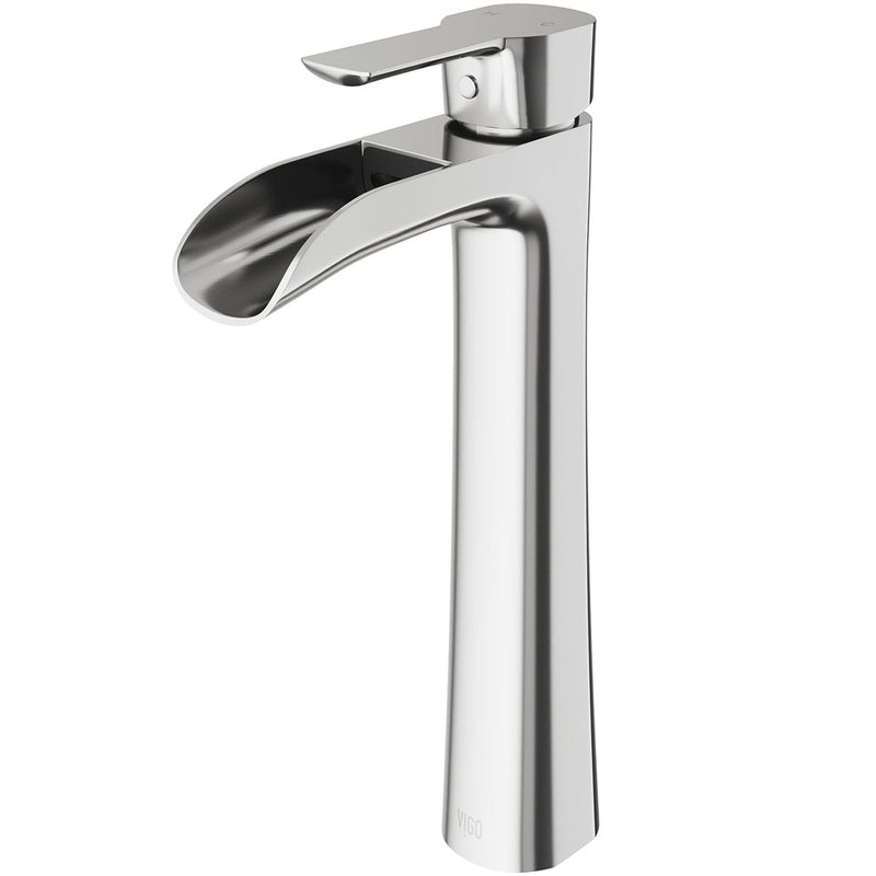 Niko Single Handle Vessel Sink Bathroom Faucet with Deck Plate, Brushed Nickel L9Z2