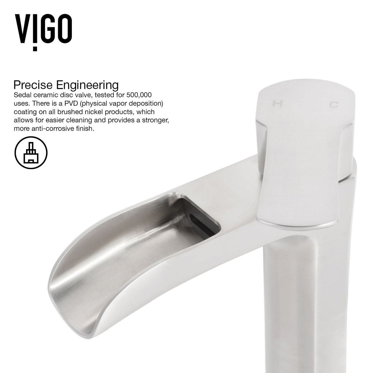 Niko Single Handle Vessel Sink Bathroom Faucet with Deck Plate, Brushed Nickel L9Z2 - product image 5