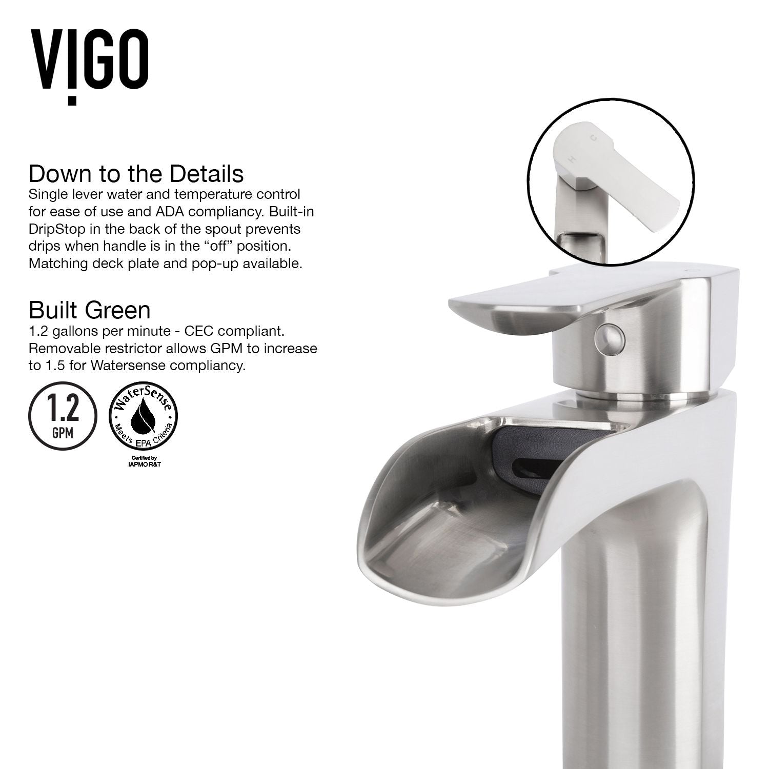 Niko Single Handle Vessel Sink Bathroom Faucet with Deck Plate, Brushed Nickel V2O7 - product image 8