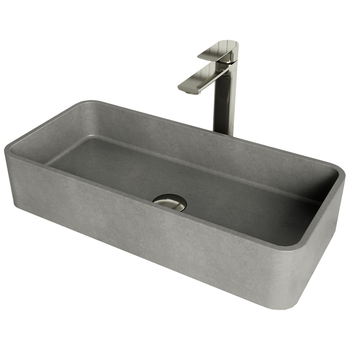 Palazzo Gothic ConcretoStone Grey Bathroom Sink/Basin Set with Niko Faucet and Rectangular Vessel G3F5 - product image 1