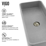 Palazzo Gothic ConcretoStone Grey Bathroom Sink/Basin Set with Niko Faucet and Rectangular Vessel G3F5 - product image 4