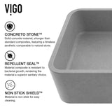 Palazzo Gothic ConcretoStone Grey Bathroom Sink/Basin Set with Niko Faucet and Rectangular Vessel G3F5 - product image 6