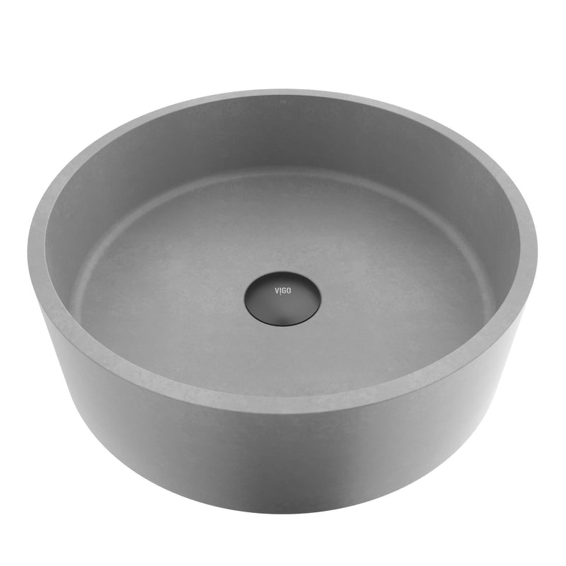 Palermo Gothic ConcretoStone 15x15-in Deep Grey Bathroom Sink/Basin with Round Vessel W3F9