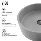 Palermo Gothic ConcretoStone 15x15-in Deep Grey Bathroom Sink/Basin with Round Vessel W3F9 - product image 2