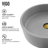 Palermo Gothic ConcretoStone Ash Grey Bathroom Sink/Basin Set with Niko Faucet and Round Vessel I6B3 - product image 5