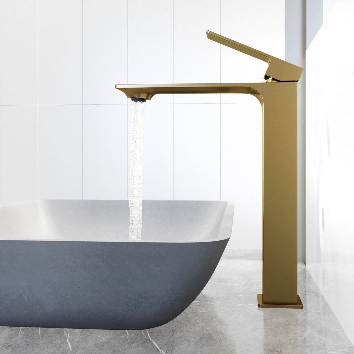 Ravenna Gothic ConcretoStone Grey Bathroom Sink/Basin Set with Dunn Faucet and Round Vessel F2X0 - product image 7