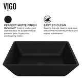 Roma MatteShell Matte Black Bathroom Sink/Basin Set with Lexington Faucet and Glass Square Vessel Z3V4 - product image 5