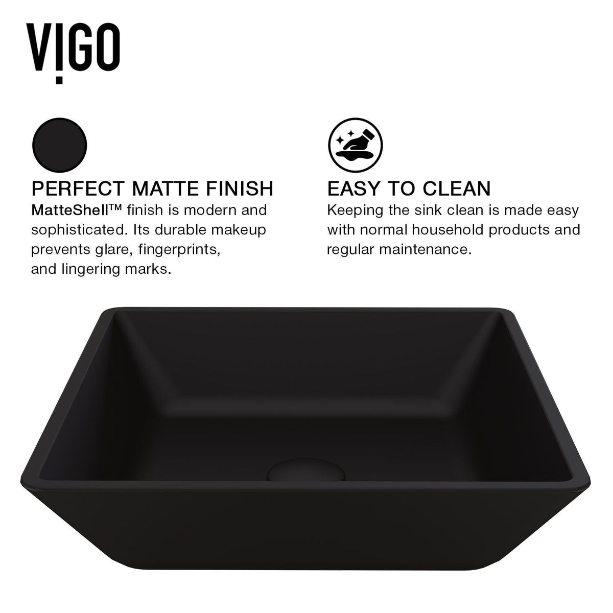 Roma MatteShell Matte Black Bathroom Sink/Basin Set with Lexington Faucet and Glass Square Vessel Z3V4 - product image 5