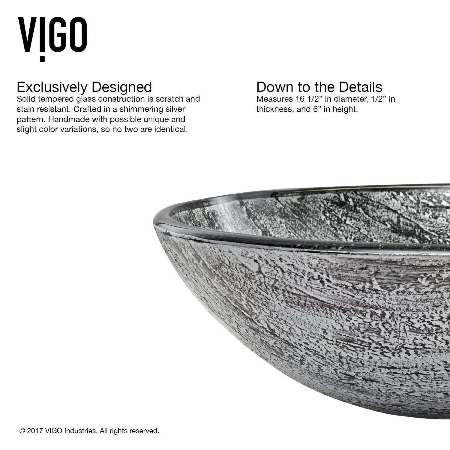 Round Glass Vessel Bathroom Sink/Basin with Deep Bowl, Titanium T8J0 - product image 6