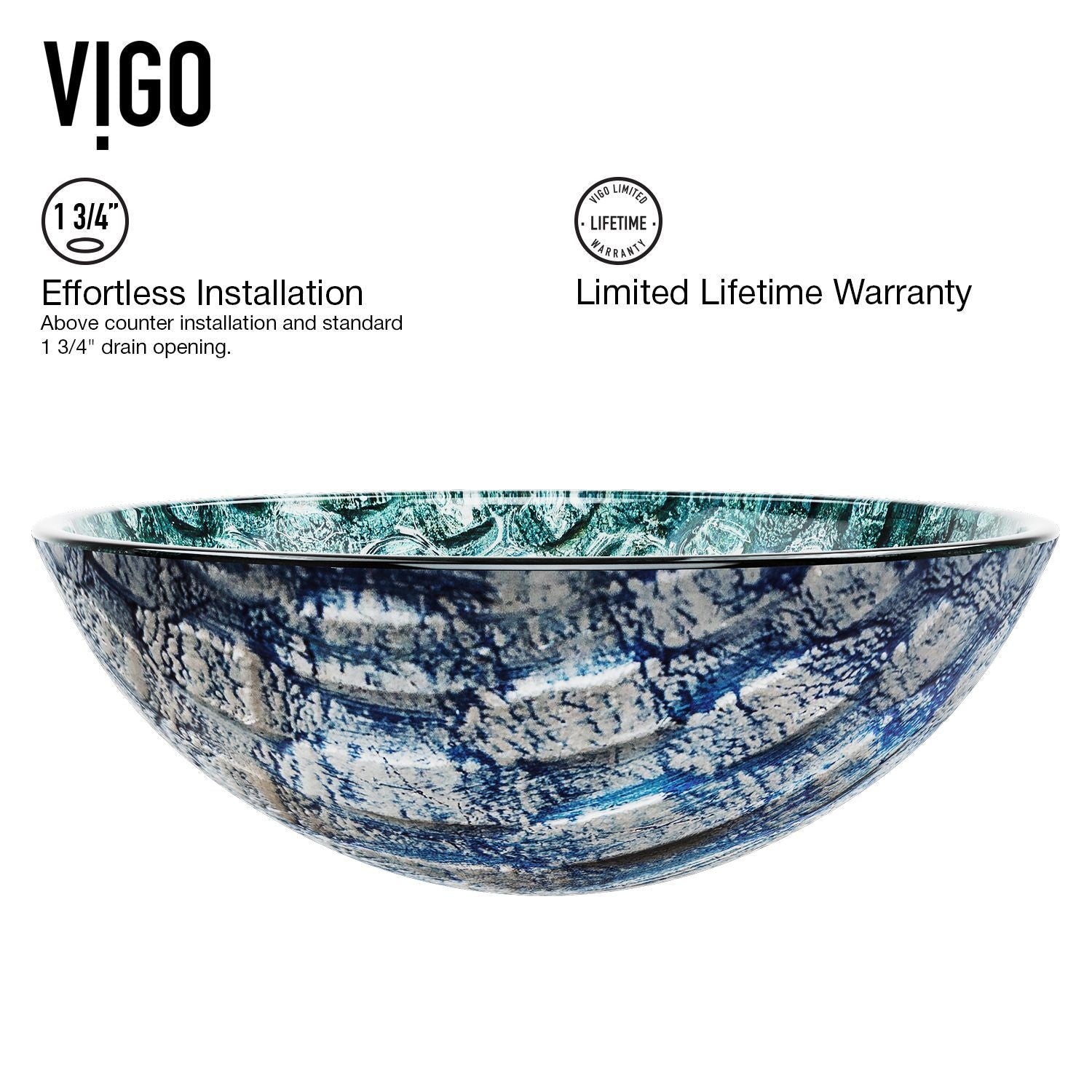 Round Glass Vessel Bathroom Sink/Basin with Scratch-Resistant Surface, Oceania J7U3 - product image 3