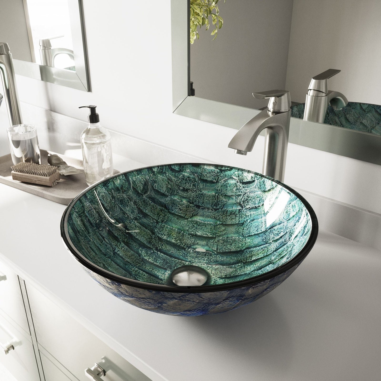 Round Glass Vessel Bathroom Sink/Basin with Scratch-Resistant Surface, Oceania J7U3 - product image 5